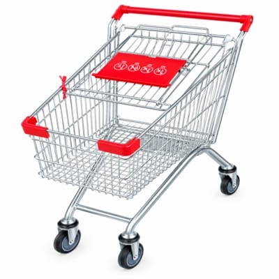 Picture of Heavy Duty SS Metal Supermarket Shopping Trolley Cart with Child Seat & 360° Swivel Wheels 120kg Capacity
