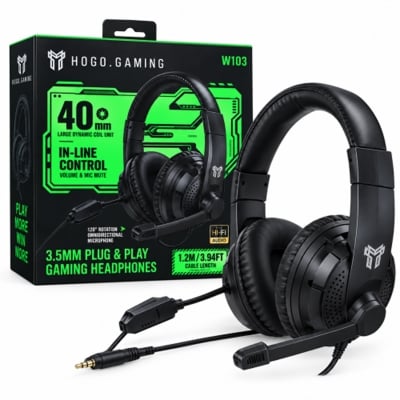 Picture of HOGO.GAMING W103 40mm Gaming Headphone with Microphone – 3.5mm Plug & Play

