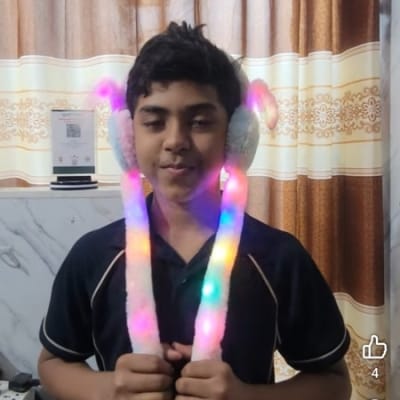 Picture of Cute Rainbow Bunny Ear Hair Band with lighting