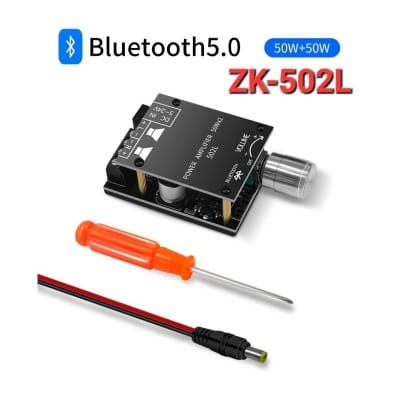 Picture of Audio ZK-502L Bluetooth 5.0 Receiver Amplifier Board 2 Channel Mini Wireless Stereo Audio Digital Amp Module for Home Passive Speakers 50W x 2 Black