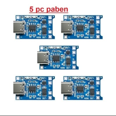Picture of 5pcs TP4056 Type-C USB 5V 1A 18650 Lithium Battery Charger Module with Dual Protection Functions - Charger Modules with Dual Protection Blue