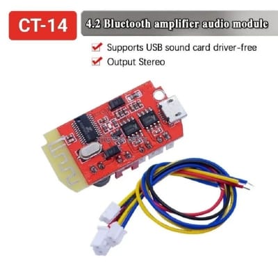 Picture of CT14 Bluetooth 4.2 5V 2A Mini Stereo Power Amplifier Board 5W+5W Red