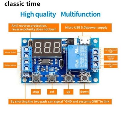 Picture of DRY Incubator Turning Motor Controller Turning Control Timer Supply 5-30V 10A Relay Using W-1209, XHM-452, XH-3001 Replace XM-18, XM-18S and incubator Blue