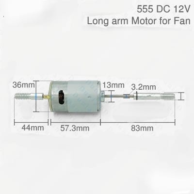 Picture of DC 12V 555 Stand fan motor long Arm Motor For Fan Silver