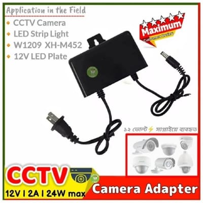Picture of CCTV Camera Adapter DC 12V 2A SMPS Power Supply lighting transformer For Security System IP Camera LED Strip light W1209 XH-M452 Black