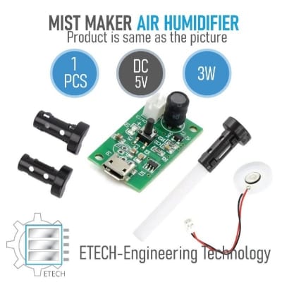 Picture of Mini Air Humidifier DIY Kit USB Mist Maker Moisture Spray Fogger Atomizer Mini Oscillator with Switch Timer Function with Cotton Swab & Stand DC 5V White
