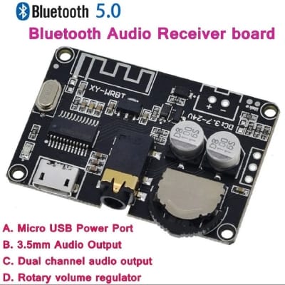 Picture of XY-WRBT Bluetooth 5.0 Audio Receiver Module Board DC 3.7-24v 5v 12v Stereo Audio Amplifiers Adapters With Controllable Volume Music Module Black