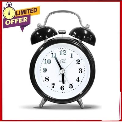 Picture of Small Bell Table Alarm Clock for Bed Traveling Clock Black