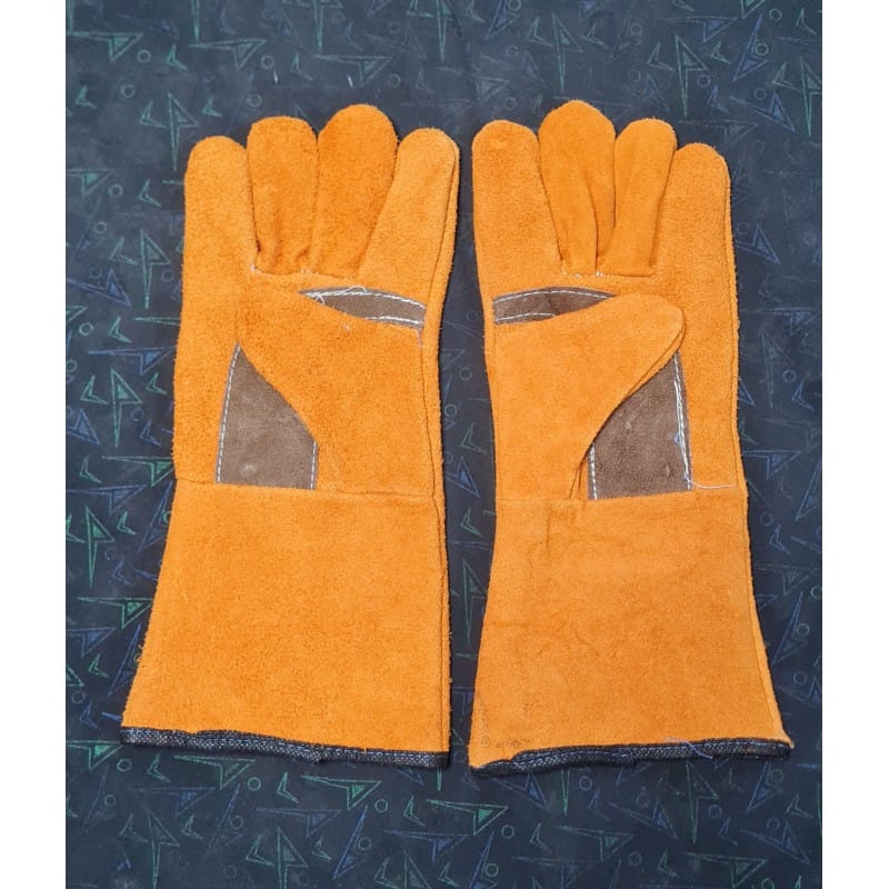 Picture of 13" Welding Gloves Heat Resistance Long Cow Split Leather Gloves for Welder Work(1 Pair) Brown