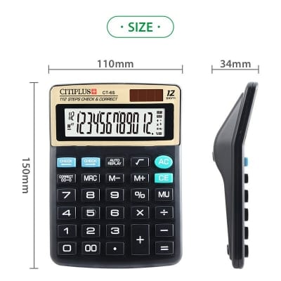 Picture of 12-ডিজিটের অফিসিয়াল ক্যালকুলেটর 6s - calculator Black