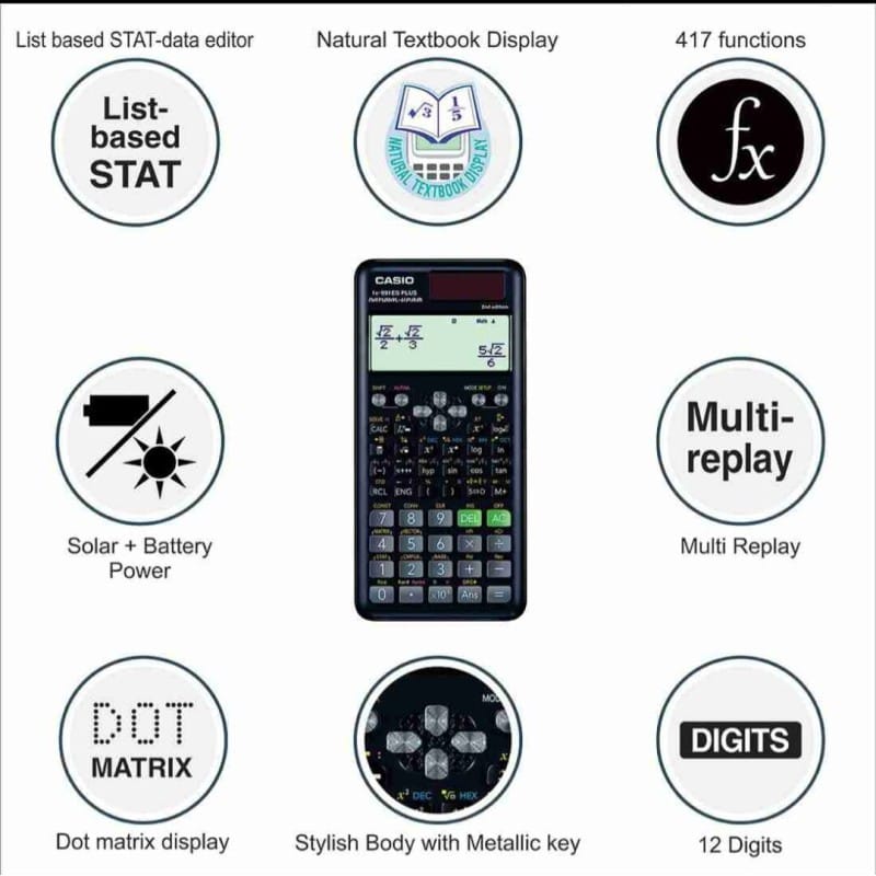 Picture of Scientific Calculator FX-991ES PLUS 2ND Edition For Students Black