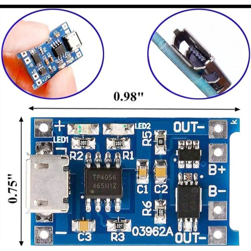 Picture of Tp4056 5PCS Lot 18650 Lithium Battery Charging Board Module type B Charger Modules TP 4056 (5PCS) Blue