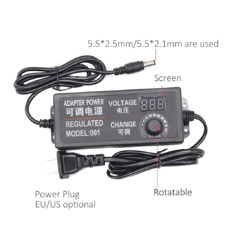 Picture of DC 3V to 24V 5A. 3V to 24V. Otu Adjust Adapter. Universal Adjustable AC DC Power Adapter Voltage Regulated Adapter Black