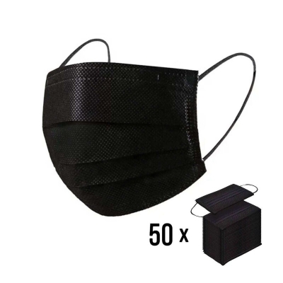 Picture of Black 50 Pcs Non-oven Surgical Face Mask Pack 