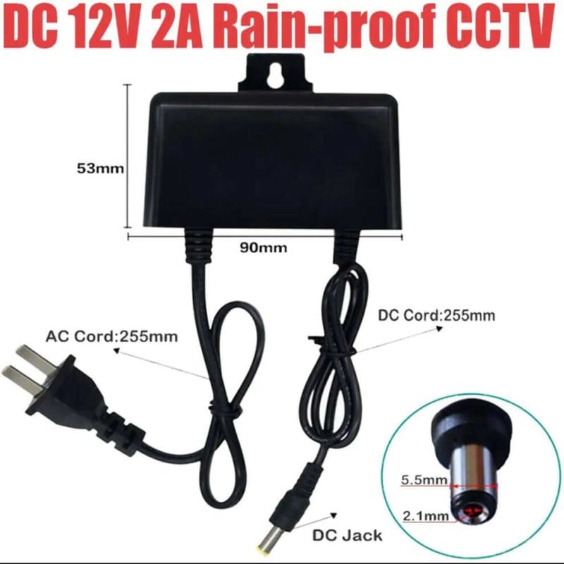 Picture of CCTV Camera Adapter DC 12V 2A SMPS Power Supply lighting transformer For Security System IP Camera LED Strip light W1209 XH-M452 Black
