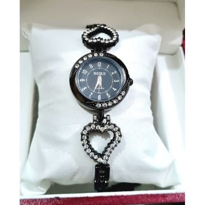 Picture of Ladies Beike Exclusive Stone Case Heart Shaped Stonned Stainless Steel Ladies Watch 