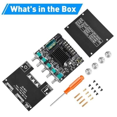 Picture of ZK-MT21 Amplifier 2x50W+100W 2.1 Channel Subwoofer Digital Power Amplifier Board  AUX 12V 24V Audio Stereo Bluetooth 5.0 Bass Amplifier Black