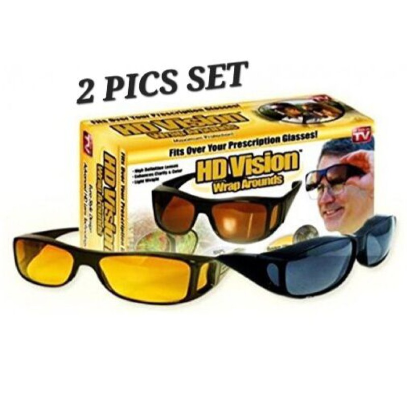 Picture of 2 Pices HD Night Vision Sunglasses for Drive Black
