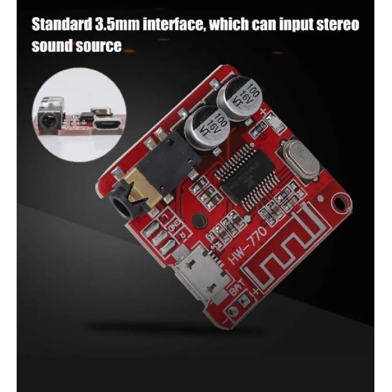 Picture of Audio Receiver Module HW-770. MP3 Bluetooth 4.1 Lossless Decoder Board Car Speaker Amplifier Board Stereo Board Red
