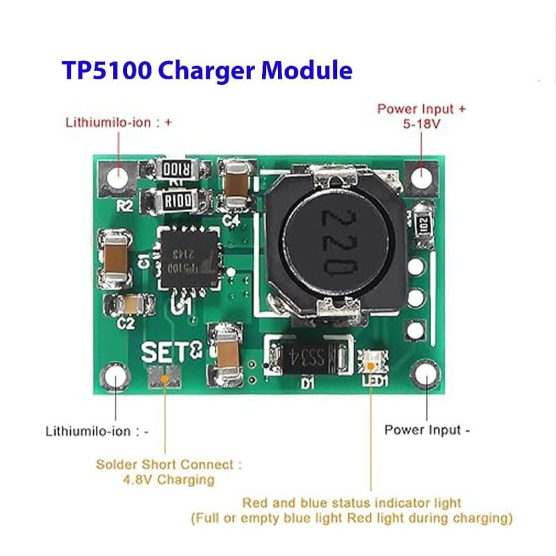 Picture of TP5100 4.2V 8.4V single and double cell lithium Battery charging lithium battery 2A charging board equivalent TP4056 Green