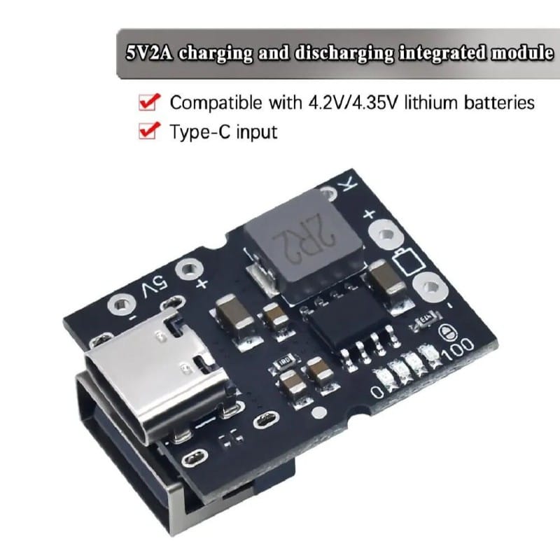Picture of Power Bank Circuit Module Type-C USB 5V 2A Boost Converter Step-Up Power Module Black