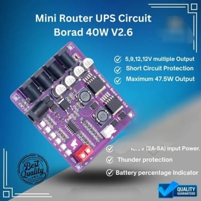 Picture of Mini Router DC UPS Power Board 40W 5V 9V 12V Battery Input 12V Battery Level Indicator Backup for Wifi Onu Router IP Camera Purple
