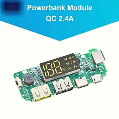 Picture of LED Dual USB 5V 2.4A Micro/Type-C USB Mobile Power Bank 18650 Charging Module Lithium Battery Charger Board Circuit Protection Green