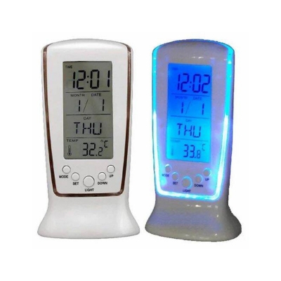 Picture of Multifunction Calendar Temperature Digital Alarm Clock With Blue Back Light Electronic Calendar Thermometer Led Clock With Time White