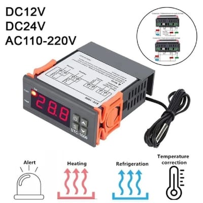 Picture of DC12V 24V AC110-220V STC-1000 LED Digital Thermostat for Incubator Temperature Controller Thermoregulator Relay Heating Cooling Black