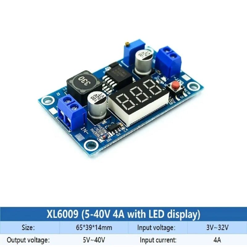 Picture of XL6009 Boost Converter  DC To DC  Step Up Boost Converter Module With Display  4.5-32V To 5-35V 4A Power Supply Voltage Regulator Adapters Blue