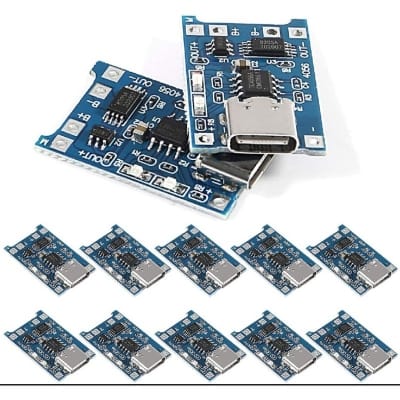 Picture of 5pcs TP4056 Type-C USB 5V 1A 18650 Lithium Battery Charger Module with Dual Protection Functions - Charger Modules with Dual Protection Blue