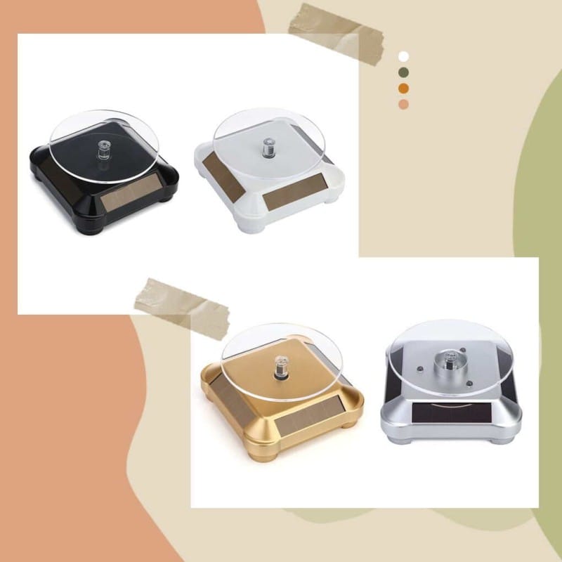 Picture of Rotating Display Stand - Solar Power or Battery Powered 360 Degree Turntable Rotating Products Display Stand Holder Multicolor