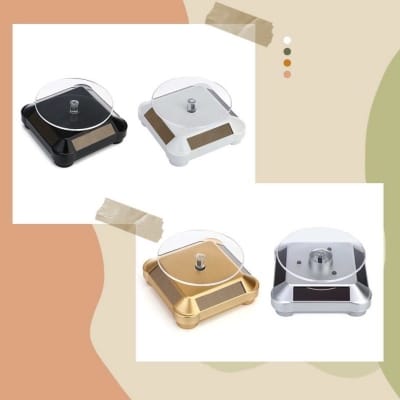 Picture of Rotating Display Stand - Solar Power or Battery Powered 360 Degree Turntable Rotating Products Display Stand Holder Multicolor