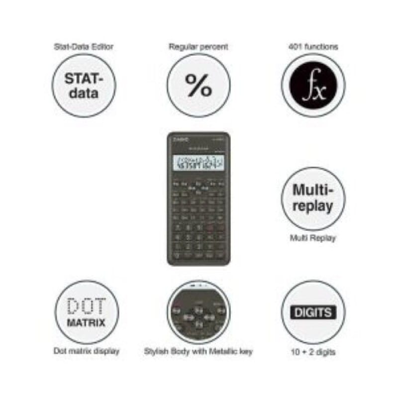 Picture of FX 100MS 2nd Edition Scientific Calculator For Students Black