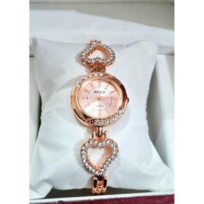 Picture of Ladies Beike Exclusive Stone Case Heart Shaped Stonned Stainless Steel Ladies Watch 