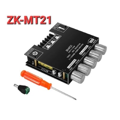 Picture of ZK-MT21 Amplifier 2x50W+100W 2.1 Channel Subwoofer Digital Power Amplifier Board  AUX 12V 24V Audio Stereo Bluetooth 5.0 Bass Amplifier Black