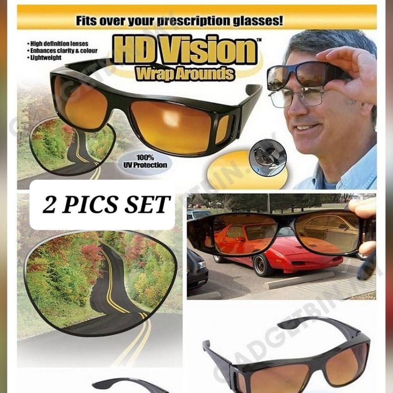 Picture of 2 Pices HD Night Vision Sunglasses for Drive Black