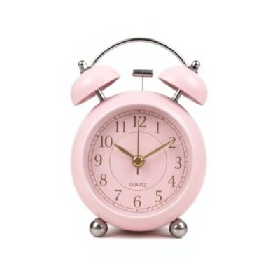 Picture of Round Cute Ovel Glass Creative Metal Quartz Electronic Alarm Clock Snooze Function Modern Desktop Clock 