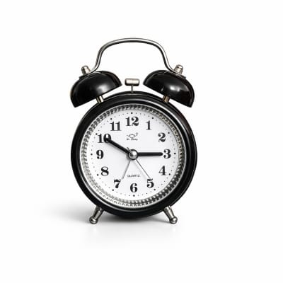 Picture of Small Bell Table Alarm Clock for Bed Traveling Clock Black