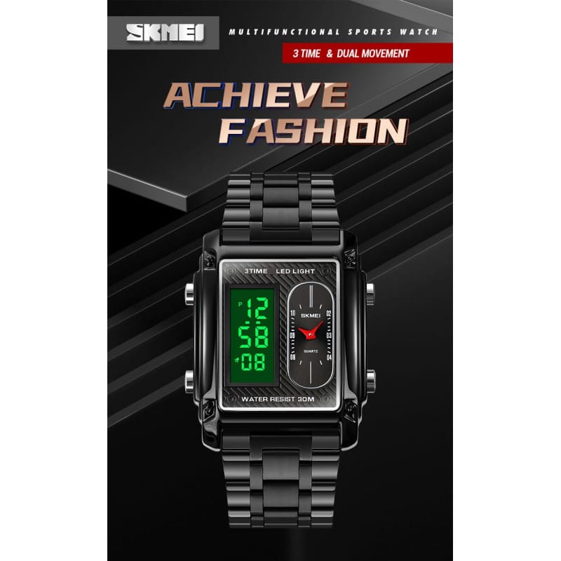 Picture of SKMEI 1868 Multiple Time Digital And Analog Waterproof Watch Black- Inventive Choice Black