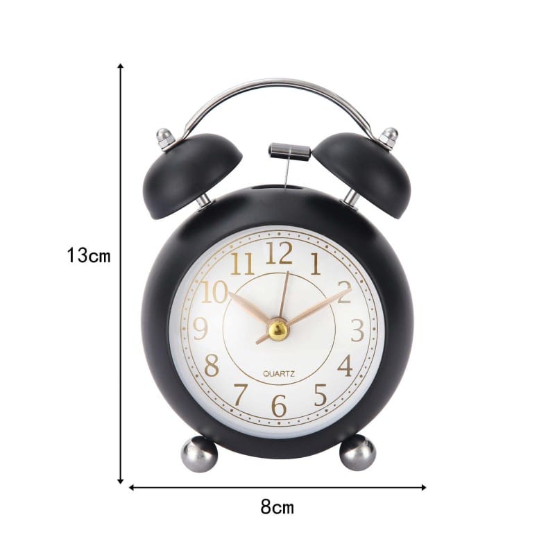 Picture of Round Cute Ovel Glass Creative Metal Quartz Electronic Alarm Clock Snooze Function Modern Desktop Clock 