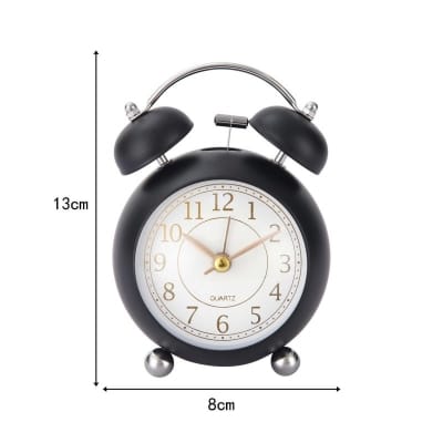 Picture of Round Cute Ovel Glass Creative Metal Quartz Electronic Alarm Clock Snooze Function Modern Desktop Clock 