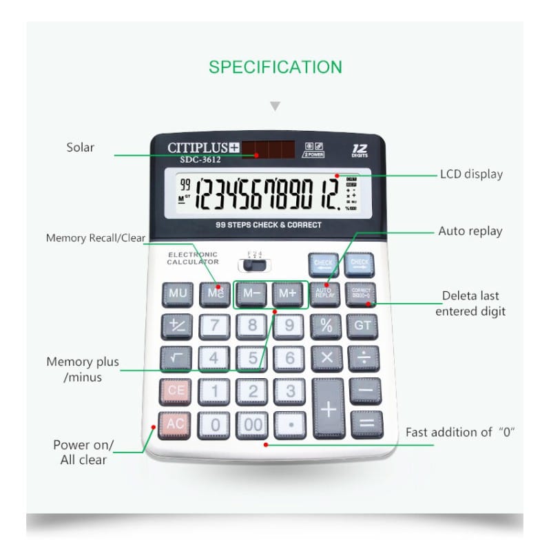 Picture of 12-Digits Desktop Size Calculator - calculator Silver