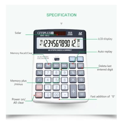 Picture of 12-Digits Desktop Size Calculator - calculator Silver