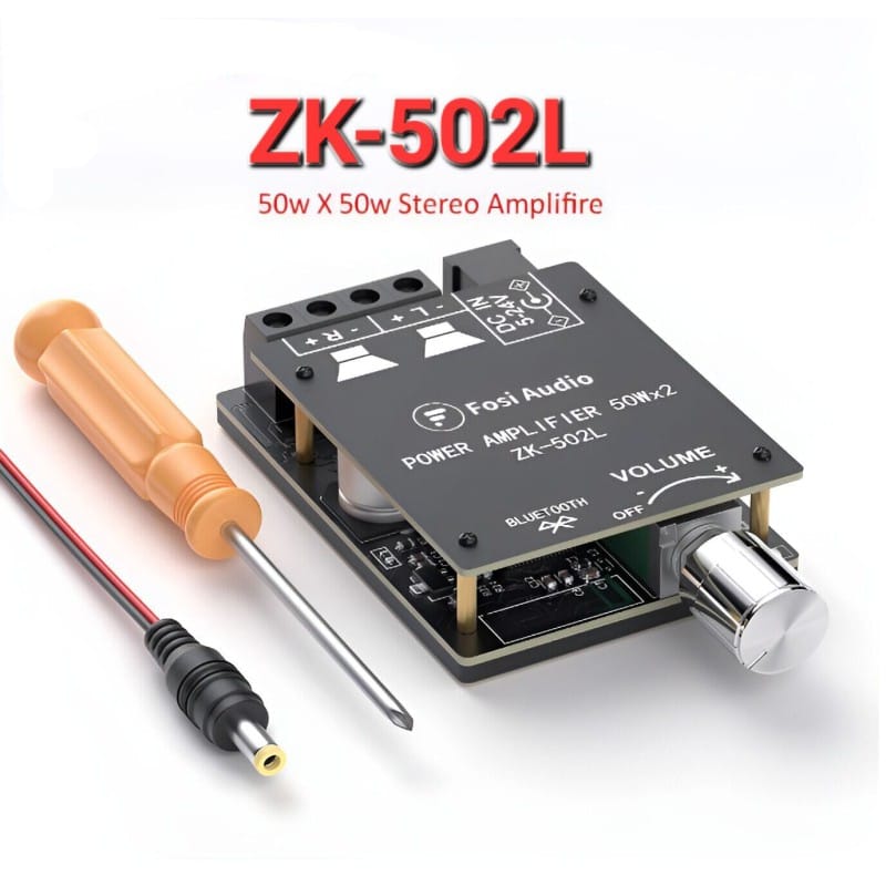 Picture of Audio ZK-502L Bluetooth 5.0 Receiver Amplifier Board 2 Channel Mini Wireless Stereo Audio Digital Amp Module for Home Passive Speakers 50W x 2 Black