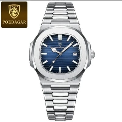 Picture of POEDAGAR 613 Luxury Watch Business  Luminous Date Stainless Steel Square Quartz Men Watch 