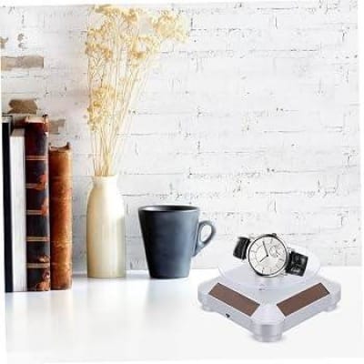 Picture of Rotating Display Stand - Solar Power or Battery Powered 360 Degree Turntable Rotating Products Display Stand Holder Multicolor