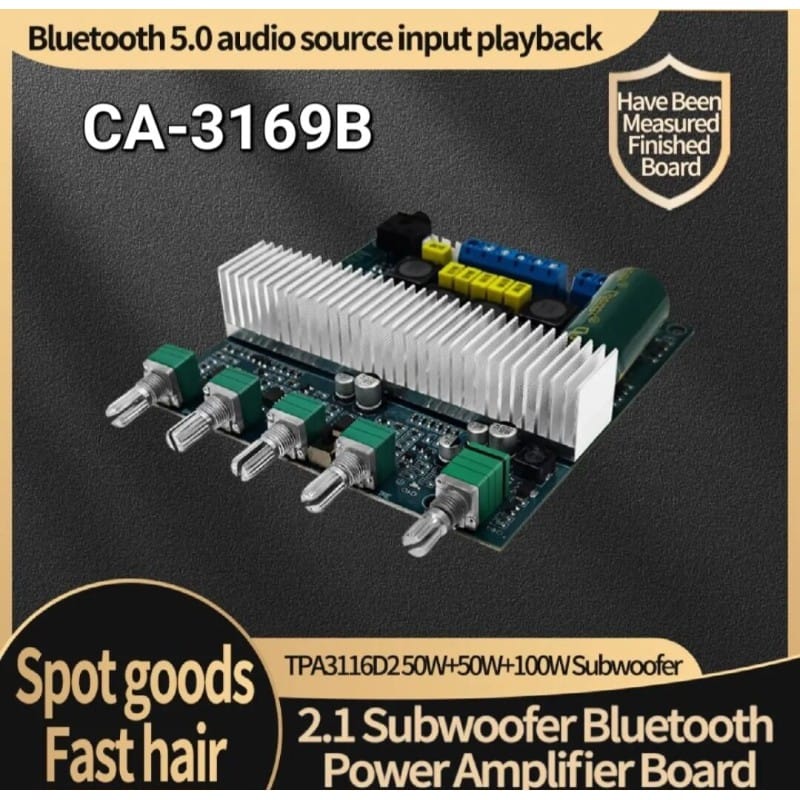 Picture of CA3169B TPA3116 Subwoofer Amplifier Audio Board 2.1 HiFi Amplificador USB DAC Bluetooth 5.0 Power Amplifiers 2x50W+100W Blue