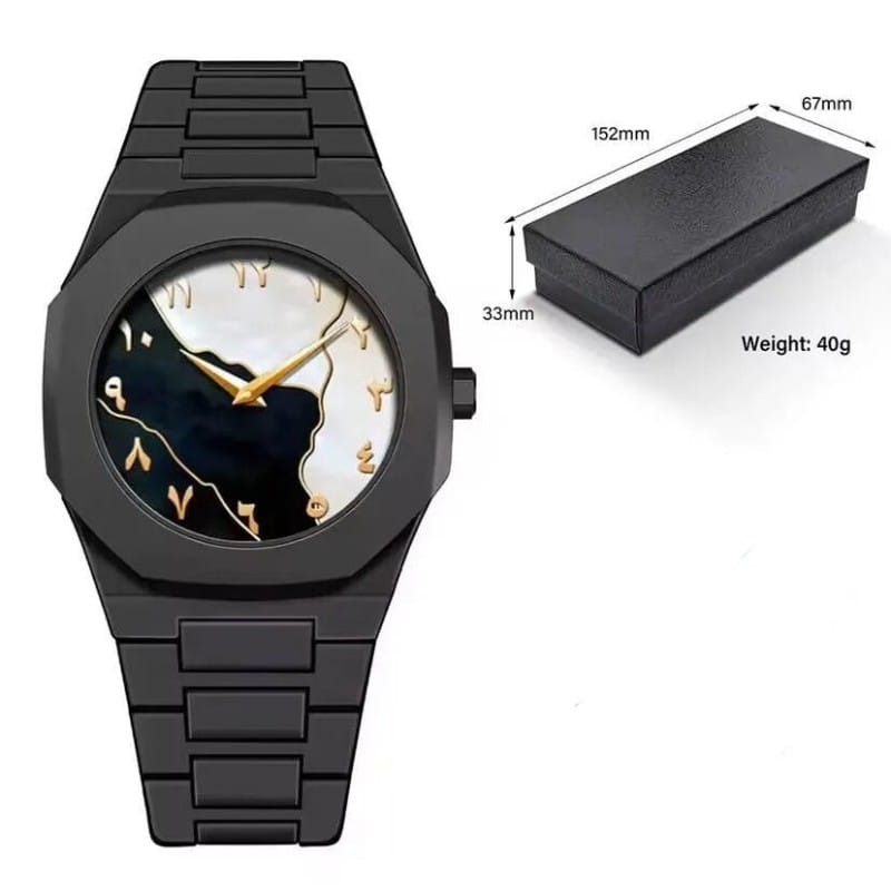 Picture of New Aura Arabic Watch Men's Quartz Watch Black Carbon Plastic watch for men 