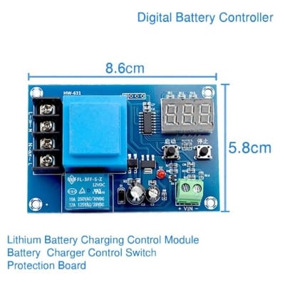 Picture of XH-M602 Digital Control Charging Control Module AC 220V Lithium Li-ion Storage Charger Control Switch Protection Board 12v Auto Cut Blue